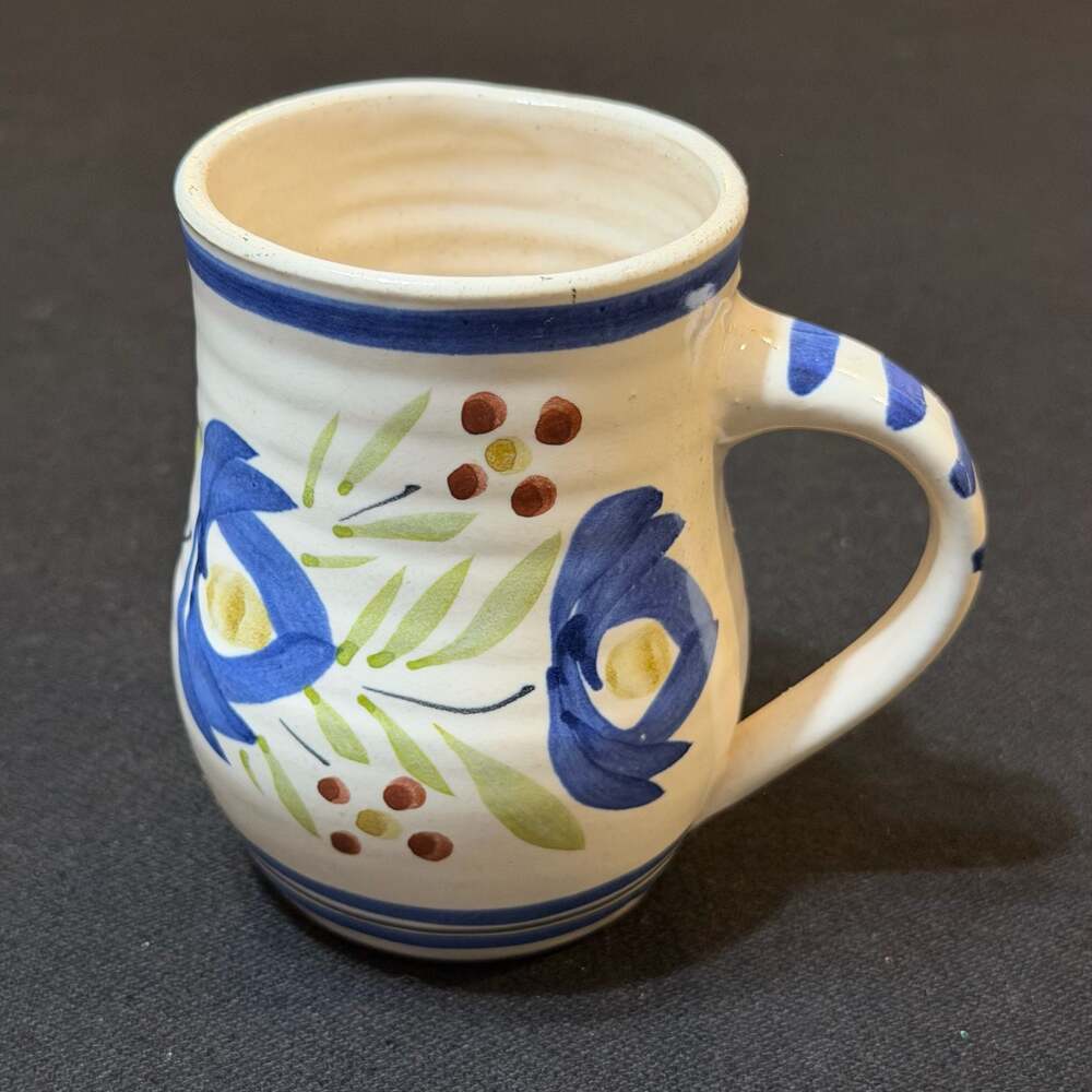 Bruce Stebner 95 Hand-Painted Ceramic Floral Mug from Suffield, OH